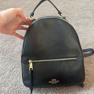 Coach Black Leather Mini Backpack with Gold Hardware